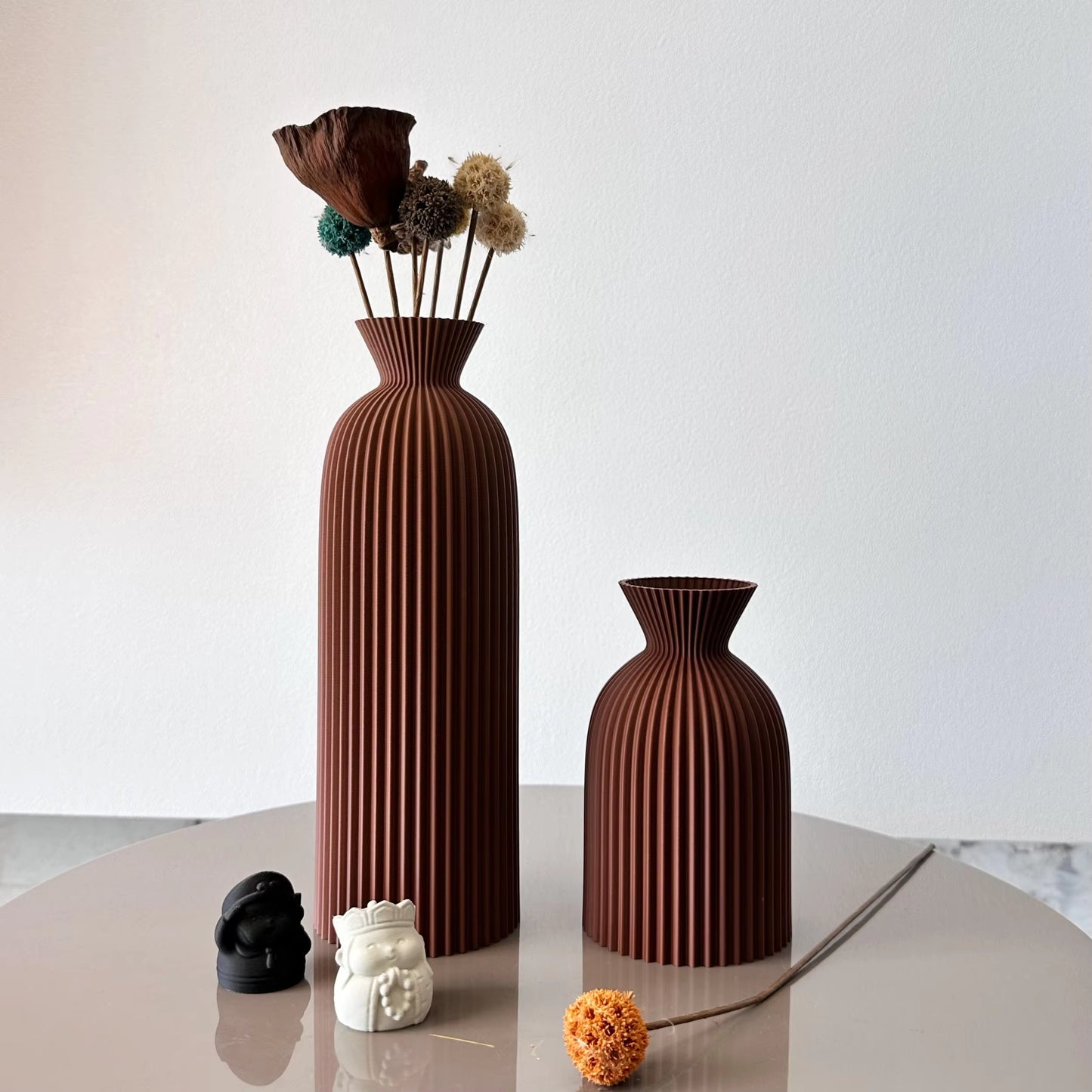 2-Piece Set of Wavy Pattern Art Dry Vase, Dried Flower Vase, Suitable for Home Desktop Decoration Vase, Foyer Decoration Vase, Dried Flower Vase, Office Decoration Vase Ornament, Best Holiday Gift