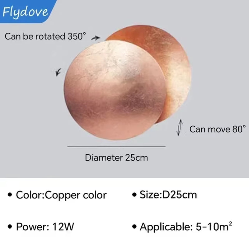 Modern LED Wall Light Rotatable Solar Eclipse Black Gold Wall Lamp for Bedroom Hotel Living Room Rotatable Lighting Fixture