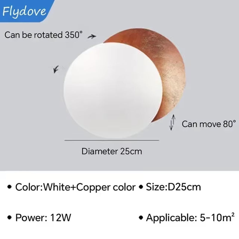 Modern LED Wall Light Rotatable Solar Eclipse Black Gold Wall Lamp for Bedroom Hotel Living Room Rotatable Lighting Fixture
