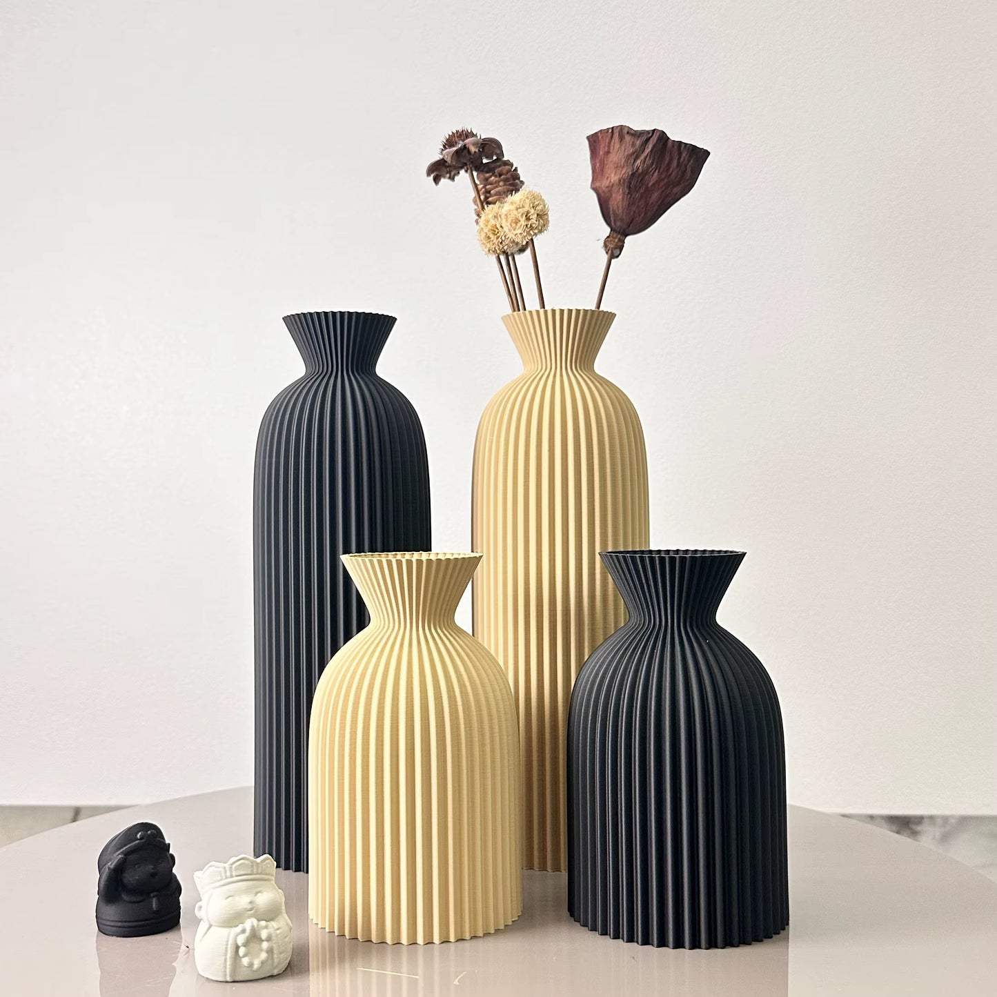 2-Piece Set of Wavy Pattern Art Dry Vase, Dried Flower Vase, Suitable for Home Desktop Decoration Vase, Foyer Decoration Vase, Dried Flower Vase, Office Decoration Vase Ornament, Best Holiday Gift