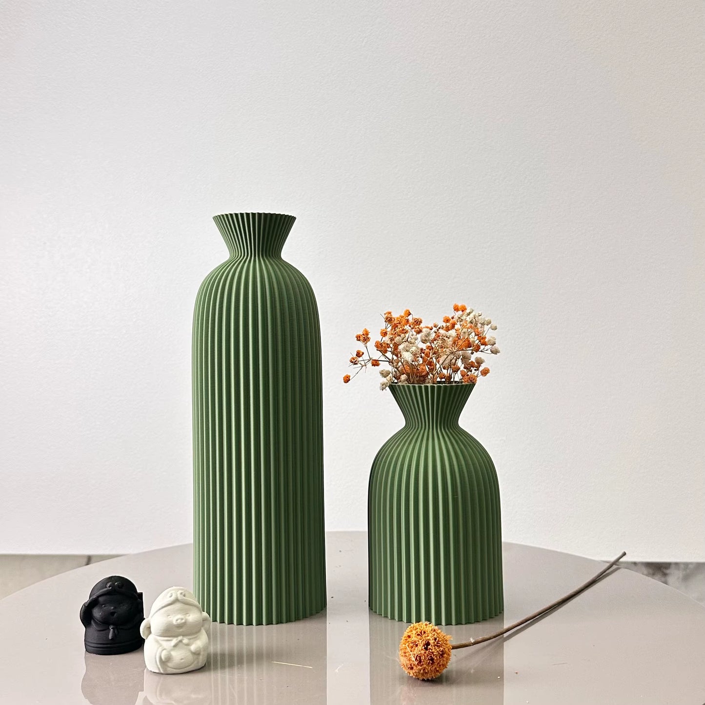 2-Piece Set of Wavy Pattern Art Dry Vase, Dried Flower Vase, Suitable for Home Desktop Decoration Vase, Foyer Decoration Vase, Dried Flower Vase, Office Decoration Vase Ornament, Best Holiday Gift