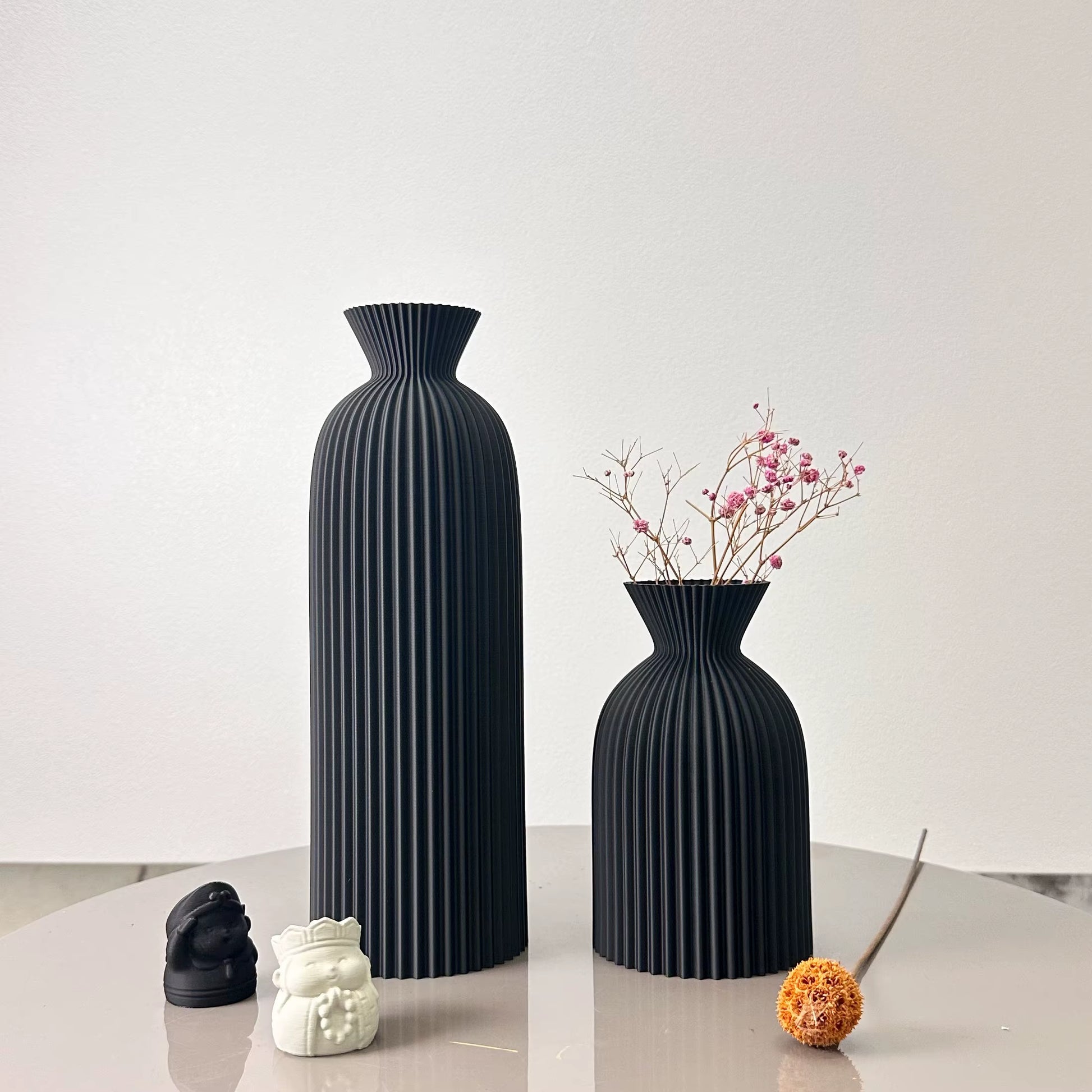 2-Piece Set of Wavy Pattern Art Dry Vase, Dried Flower Vase, Suitable for Home Desktop Decoration Vase, Foyer Decoration Vase, Dried Flower Vase, Office Decoration Vase Ornament, Best Holiday Gift