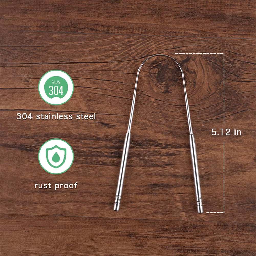 4Colors Stainless Steel Tongue Scraper Metal Tongue Fresh Breath Cleaning Coated Toothbrush Oral Hygiene Scrapper Cleaning Tools