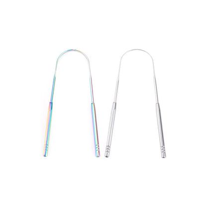 4Colors Stainless Steel Tongue Scraper Metal Tongue Fresh Breath Cleaning Coated Toothbrush Oral Hygiene Scrapper Cleaning Tools