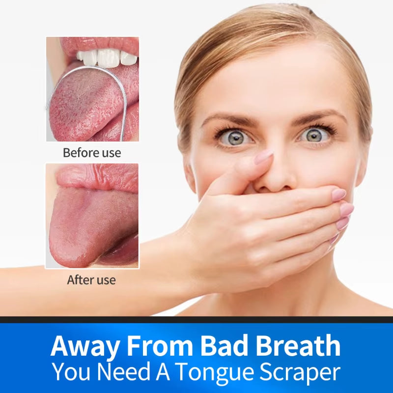 4Colors Stainless Steel Tongue Scraper Metal Tongue Fresh Breath Cleaning Coated Toothbrush Oral Hygiene Scrapper Cleaning Tools