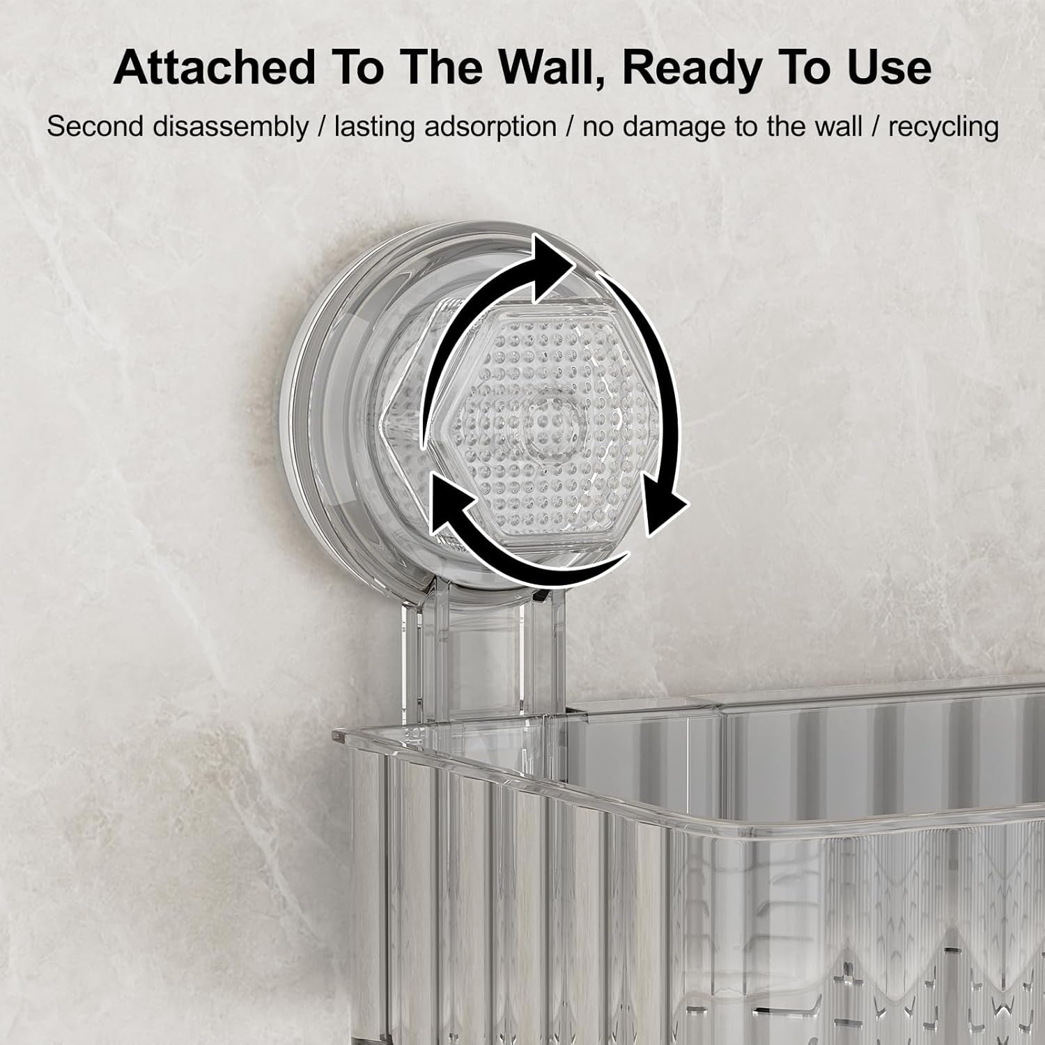 Shower Caddy Suction Cup Bathroom Shower Organizer for Bathroom Storage Home Decor & Kitchen No Drilling Large Capacity Removable and Reusable Shower Shelves for Inside. (Clear, Square)