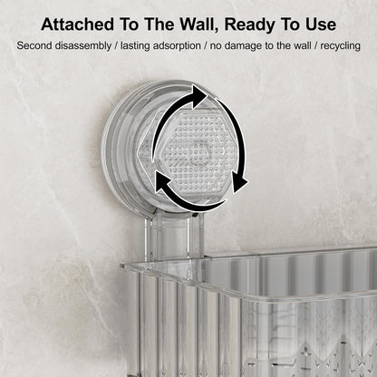 Shower Caddy Suction Cup Bathroom Shower Organizer for Bathroom Storage Home Decor & Kitchen No Drilling Large Capacity Removable and Reusable Shower Shelves for Inside. (Clear, Square)