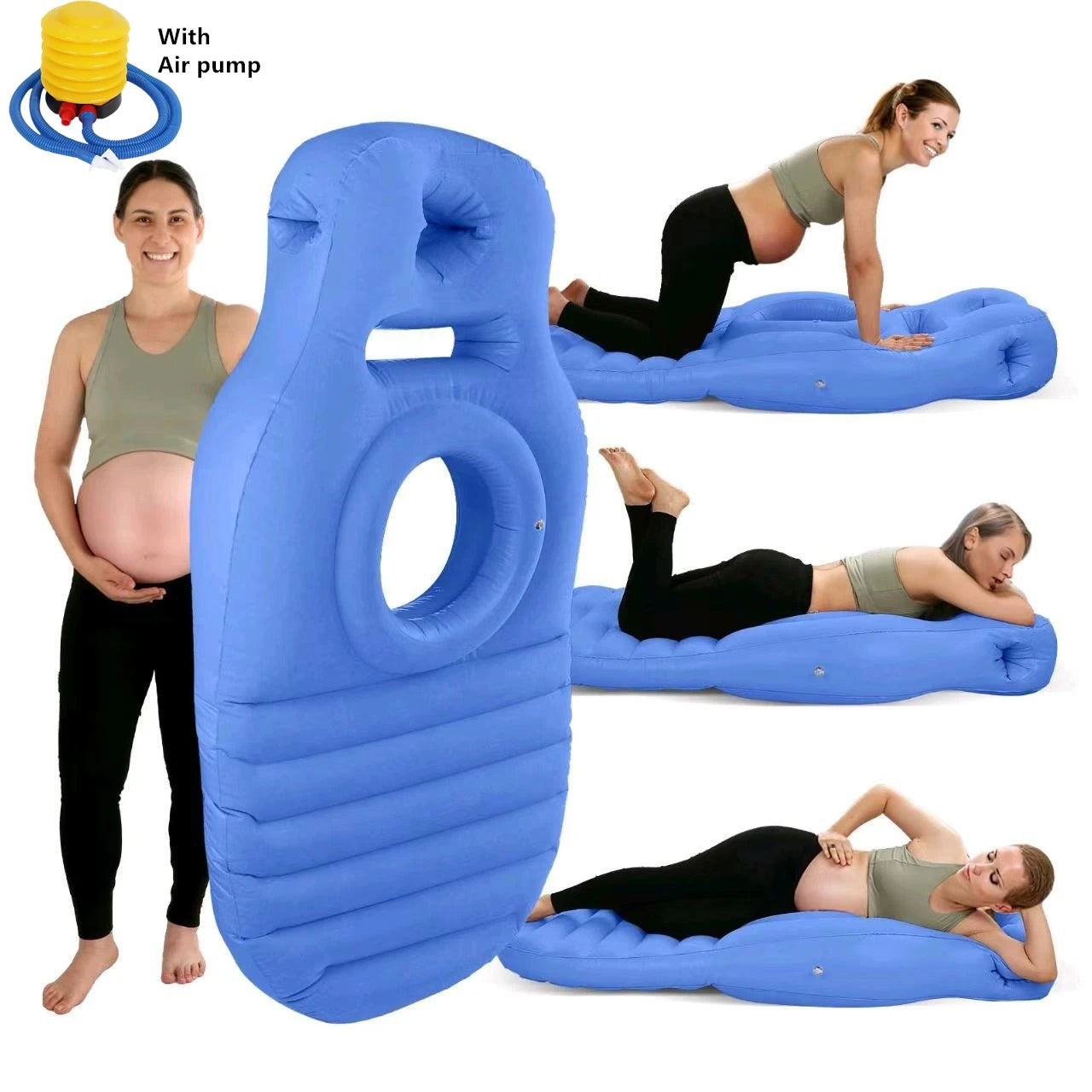 Inflatable Mat Pregnancy Maternity Body Bed PVC Thickened Maternity Resting Cushion Mattress Pillow Sleeping Mat with Air Pump
