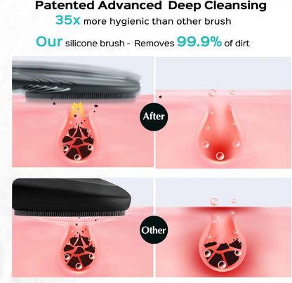Facial Cleansing Brush Face Scrubber : Portable Silicone Waterproof Rechargeable Face Wash Brush, 5 Cleansing Modes, Electric Deep Cleaning for Men & Women, Removing Blackhead, Exfoliating