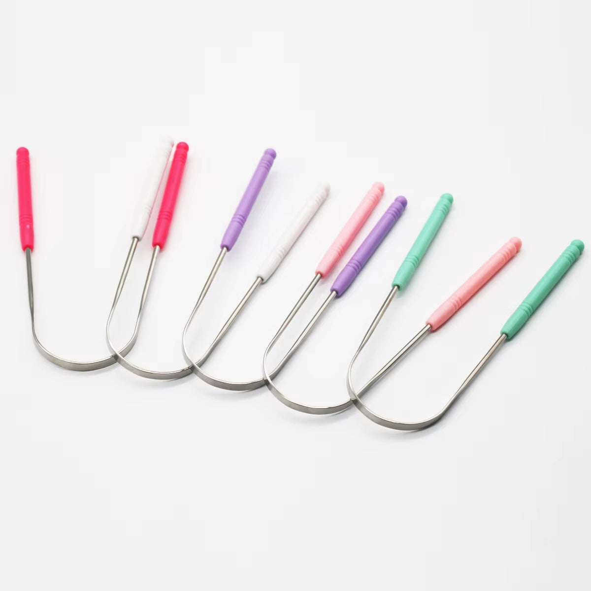 5 Colors Stainless Steel Tongue Cleaner Scraper Oral Care Bad Breath Sweeper Health Tool