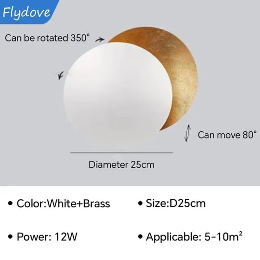 Modern LED Wall Light Rotatable Solar Eclipse Black Gold Wall Lamp for Bedroom Hotel Living Room Rotatable Lighting Fixture