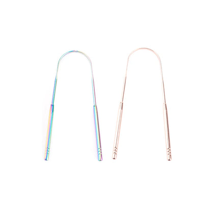 4Colors Stainless Steel Tongue Scraper Metal Tongue Fresh Breath Cleaning Coated Toothbrush Oral Hygiene Scrapper Cleaning Tools