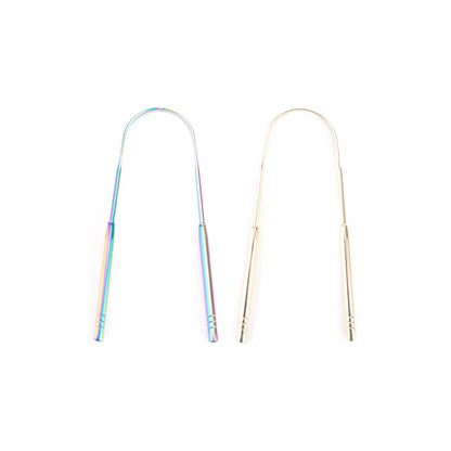 4Colors Stainless Steel Tongue Scraper Metal Tongue Fresh Breath Cleaning Coated Toothbrush Oral Hygiene Scrapper Cleaning Tools