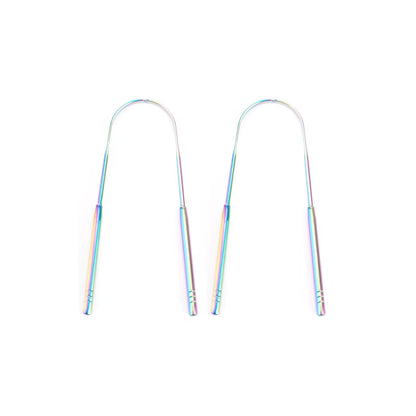 4Colors Stainless Steel Tongue Scraper Metal Tongue Fresh Breath Cleaning Coated Toothbrush Oral Hygiene Scrapper Cleaning Tools