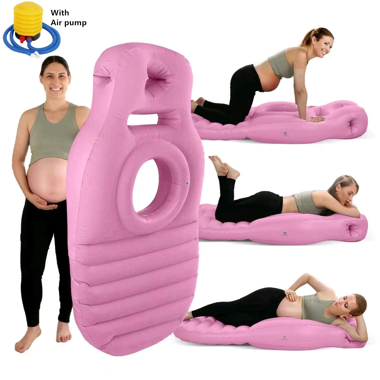 Inflatable Mat Pregnancy Maternity Body Bed PVC Thickened Maternity Resting Cushion Mattress Pillow Sleeping Mat with Air Pump